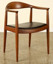 TEAK AND LEATHER HANS WEGNER "