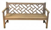 TEAK BENCH, HAVING GEOMETRIC O