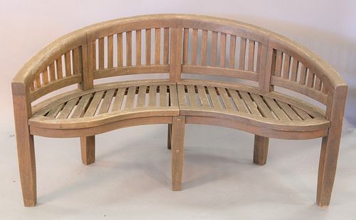 TEAK BENCH WITH CARVED BACK, HT.