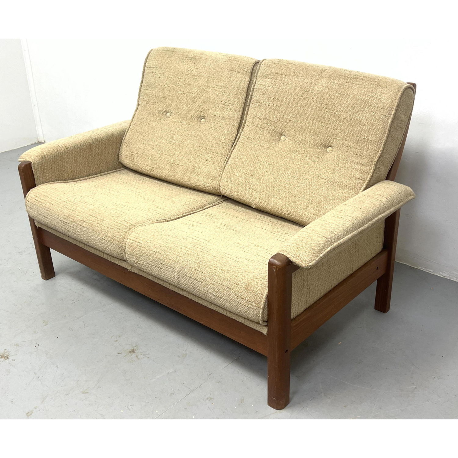 Teak Danish Modern Love Seat.