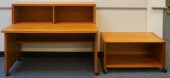 TEAK DESK WITH HUTCH ON CASTER