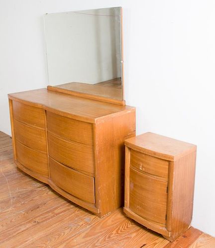 TEAK DRESSER W/MIRROR &