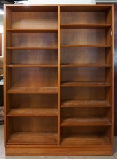 TEAK FINISH OPEN BOOKSHELF, HE