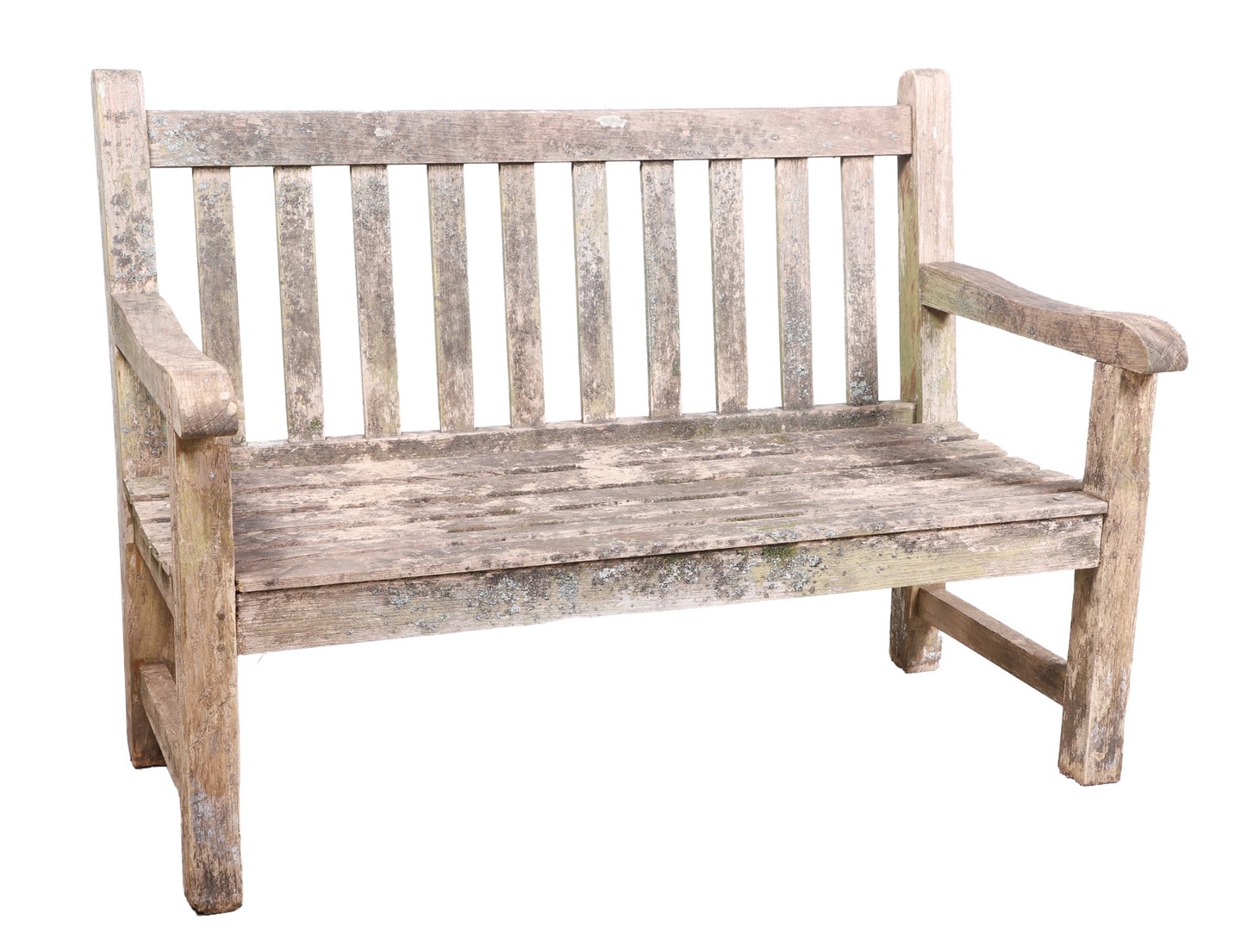 Teak garden bench, slatted back and