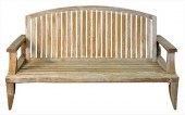 TEAK OUTDOOR BENCH, HAVING ARC