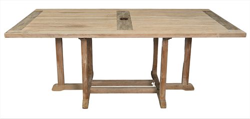 TEAK OUTDOOR DINING TABLE, HEIGHT