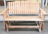 TEAK OUTDOOR GLIDER BENCH, HEI
