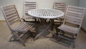 TEAK PATIO TABLE AND FOUR FOLD