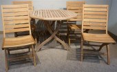 TEAK PATIO TABLE AND FOUR FOLD