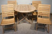TEAK PATIO TABLE WITH FOUR FOL