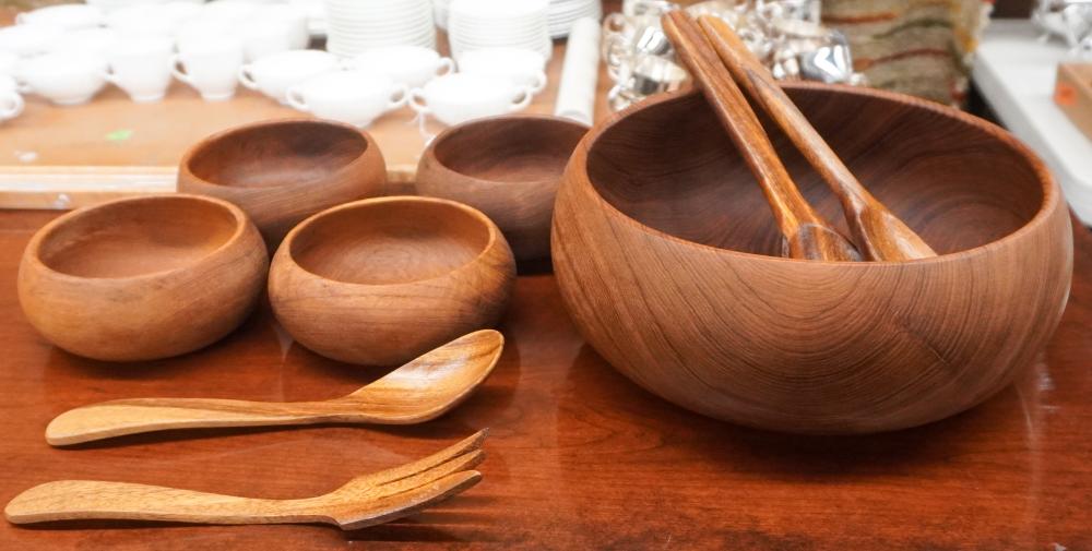 TEAK SALAD BOWL, TWO TWO-PIECE