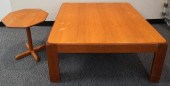 TEAK SQUARE COFFEE TABLE AND A