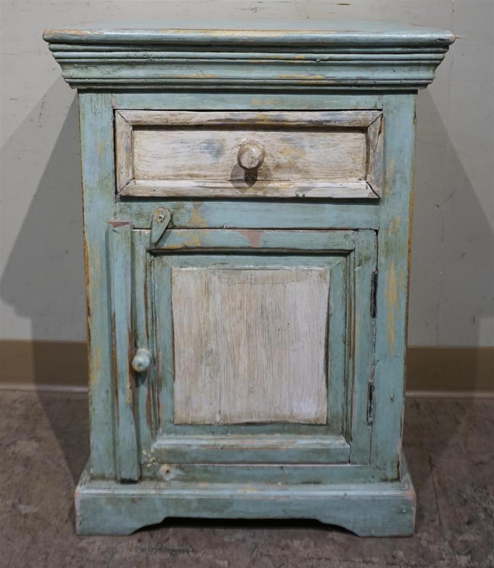 TEAL PAINTED FRUITWOOD BEDSIDE