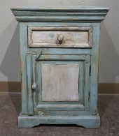TEAL PAINTED FRUITWOOD BEDSIDE