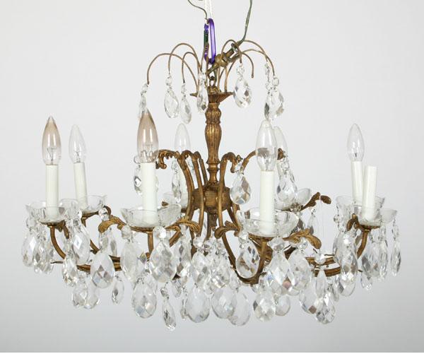 Tear drop crystal chandelier.