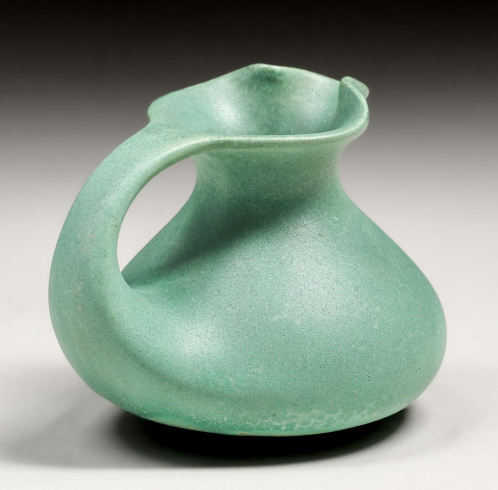 TECO POTTERY MATTE GREEN PITCHER