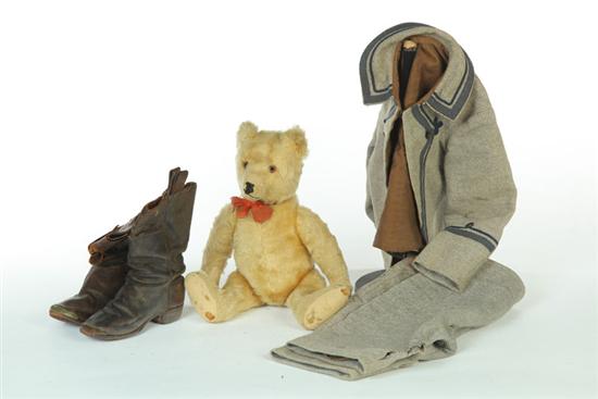 TEDDY BEAR AND CHILD'S CLOTHING. 