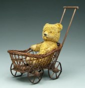 Teddy bear with wicker doll bu
