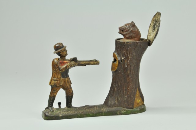 TEDDY SHOOTING BEAR MECHANICAL BANK