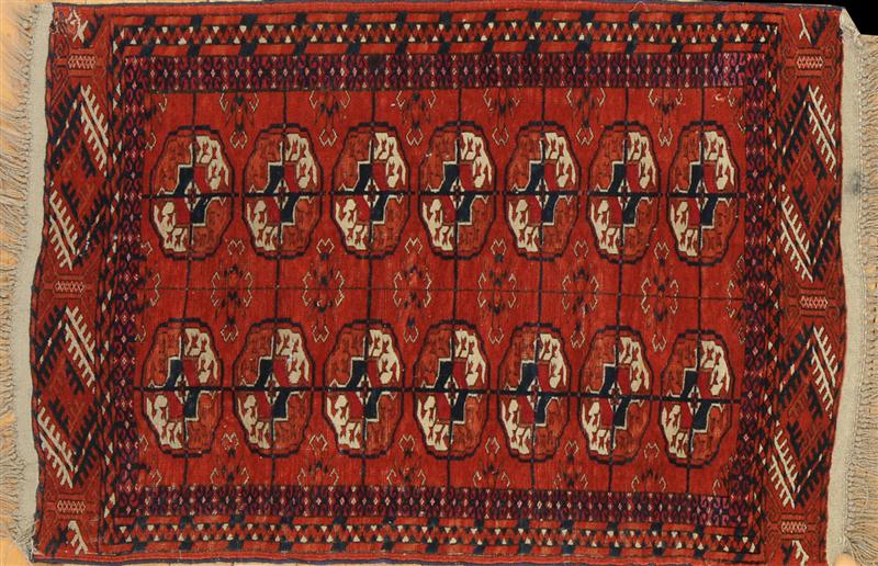 TEKKE RUG Worked with two rows of