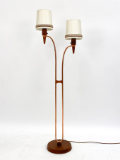 TEMDE COPPER & TEAK FLOOR LAMP