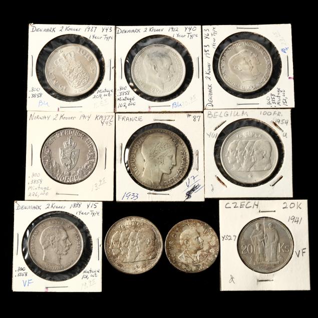 TEN (10) EUROPEAN HALF CROWN
