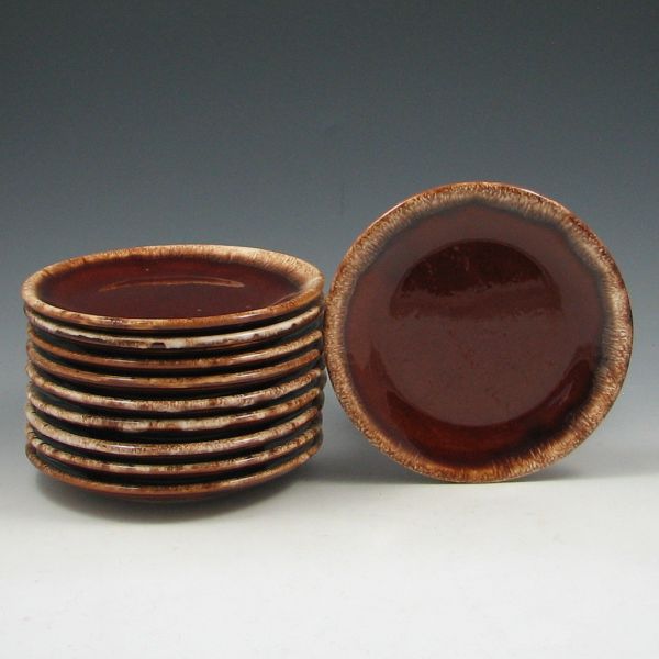 Ten (10) Hull Mirror Brown Plates