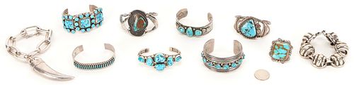 TEN (10) SILVER JEWELRY ITEMS