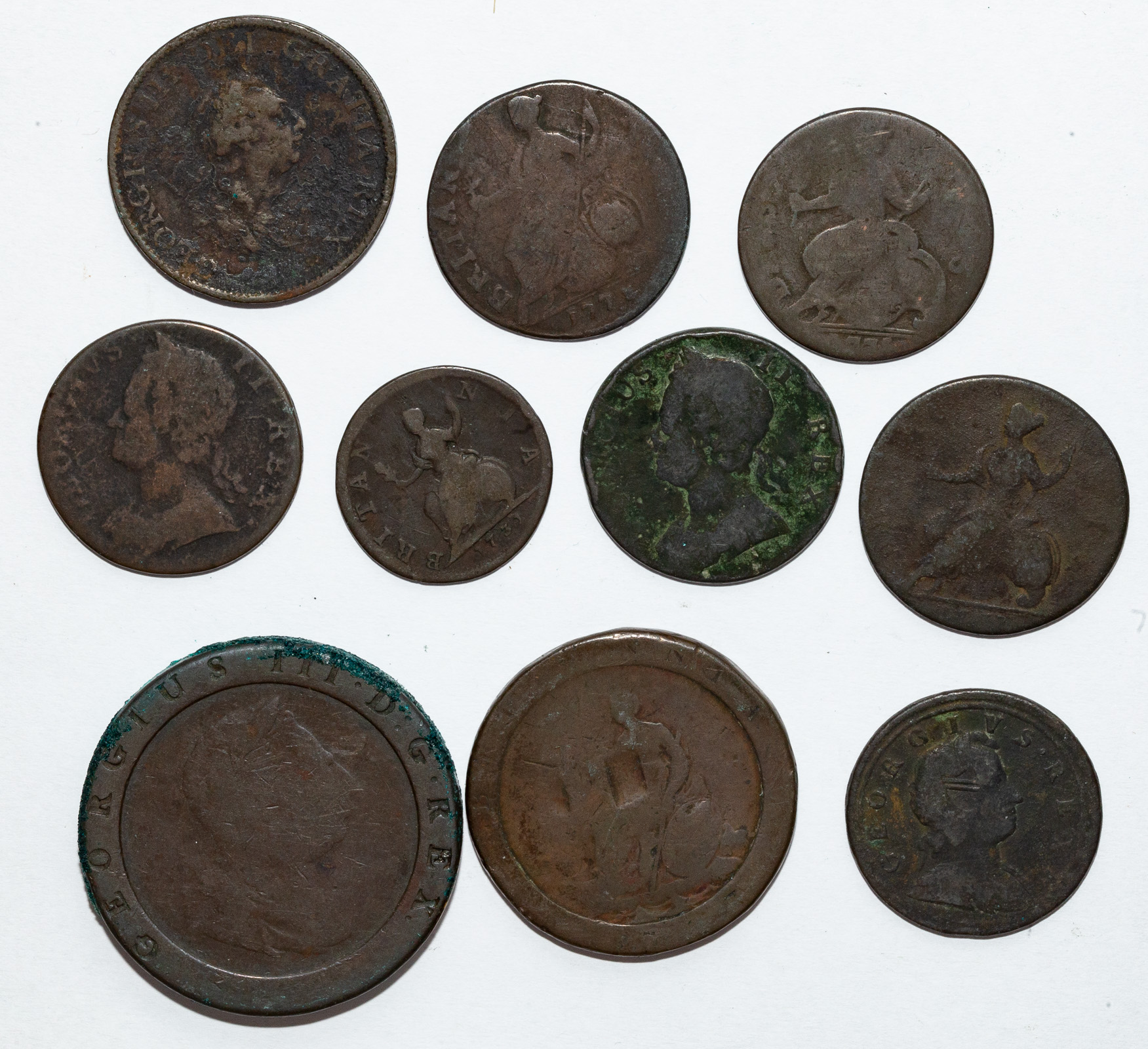 TEN 18TH CENTURY ENGLISH COPPER