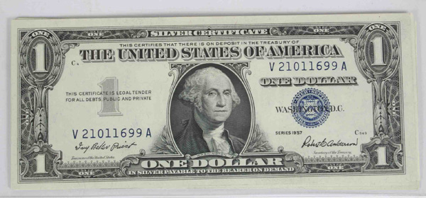 Ten 1957A Uncirculated $1 Silver