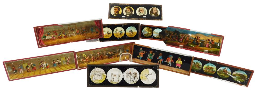TEN 19TH C. GLASS PANELS WITH