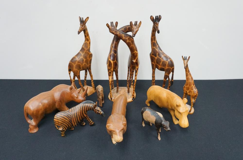 TEN AFRICAN CARVED WOOD