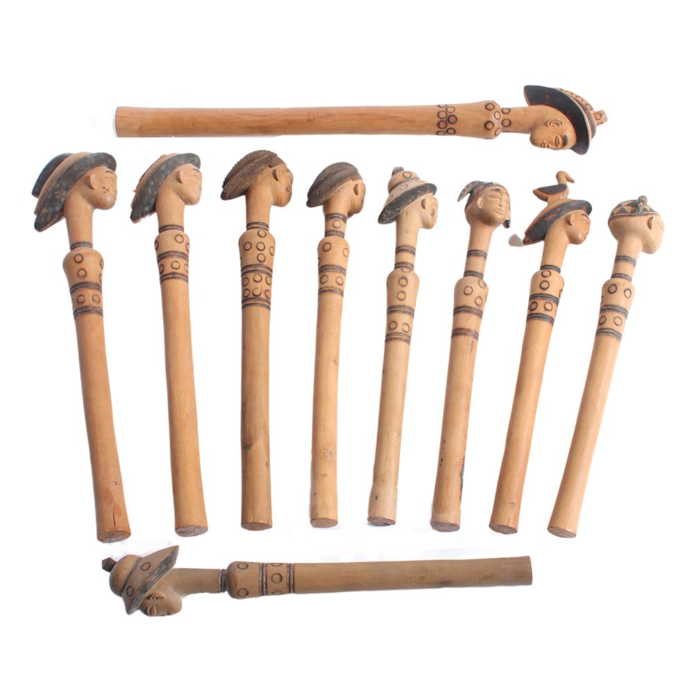 TEN AFRICAN CEREMONIAL FIGURAL
