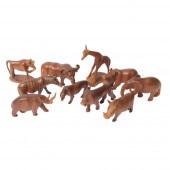 TEN AFRICAN FOLK ART CARVED AN