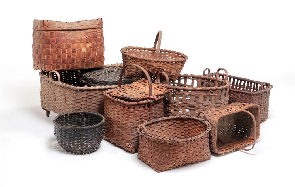 TEN AMERICAN BASKETS. Late 19th
