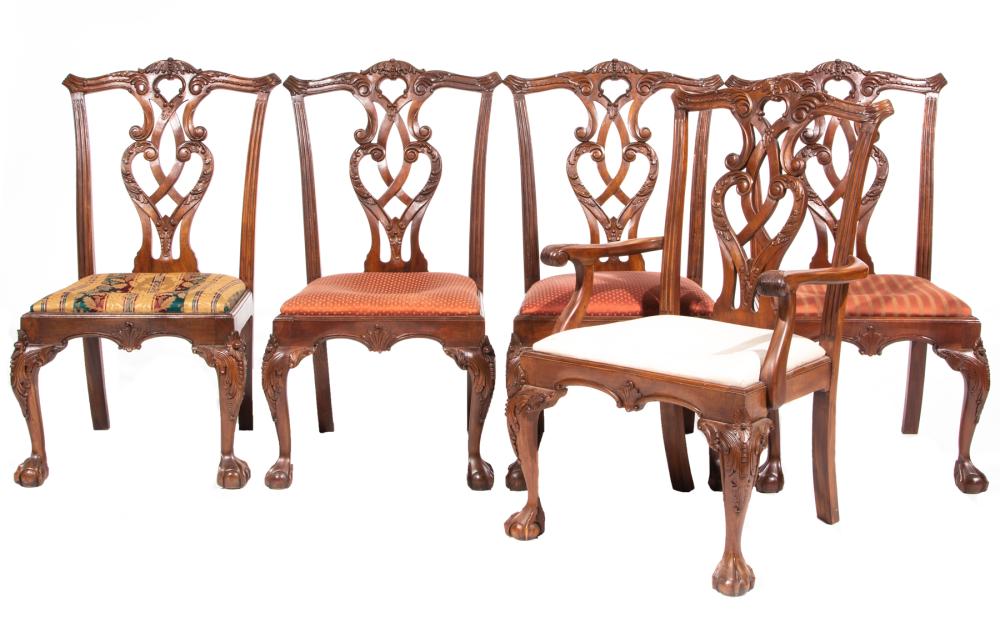 TEN AMERICAN CARVED MAHOGANY DINING