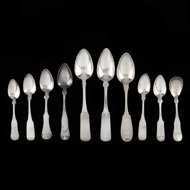 TEN AMERICAN COIN SILVER SPOONS