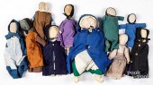 TEN AMISH CLOTH DOLLS, EARLY T