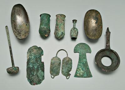 Ten ancient bronze objects: