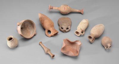 Ten ancient terracotta vessels: