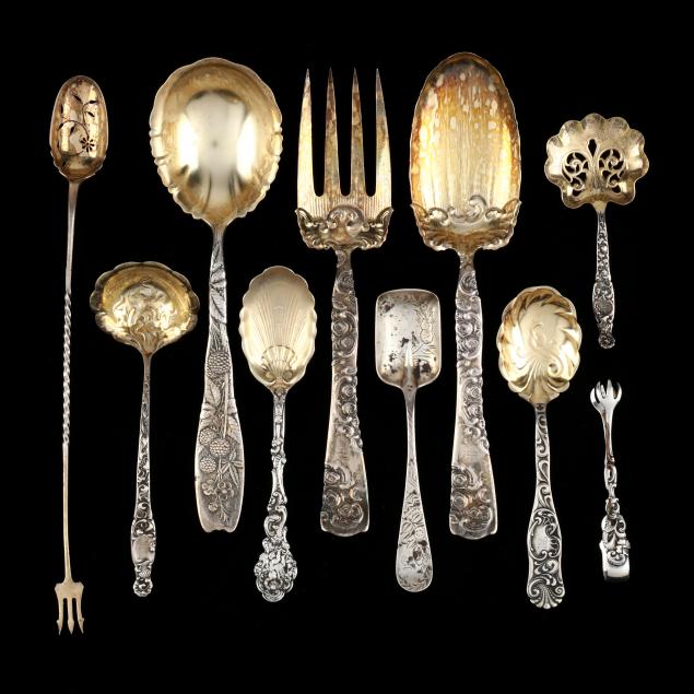 TEN ANTIQUE AMERICAN STERLING