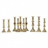 TEN ANTIQUE ENGLISH BRASS CAND