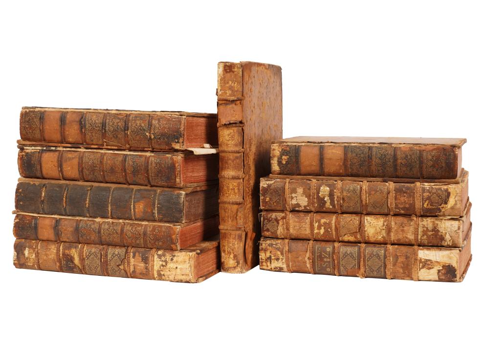 TEN ANTIQUE LEATHERBOUND