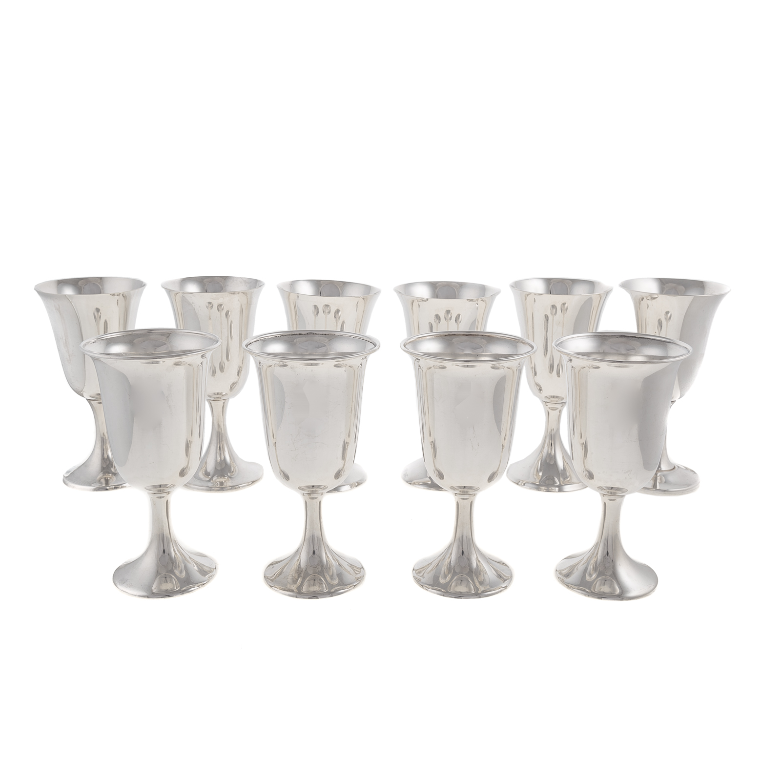 TEN ASSORTED STERLING GOBLETS