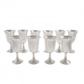 TEN ASSORTED STERLING GOBLETS