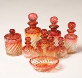 Ten Baccarat amberina glass ob