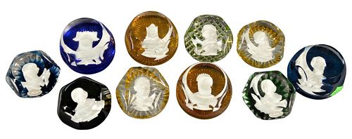 TEN BACCARAT GLASS PAPERWEIGHTS,