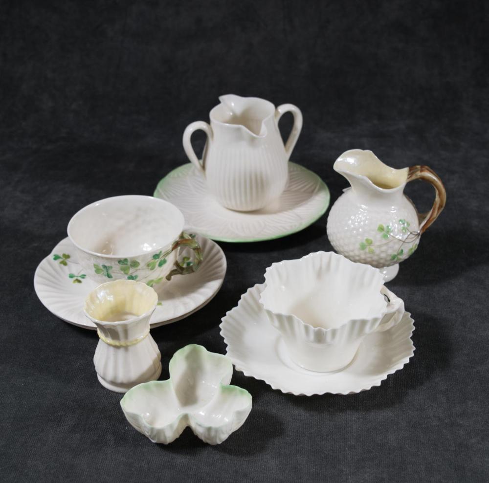 TEN BELLEEK PORCELAIN ITEMS, SECOND