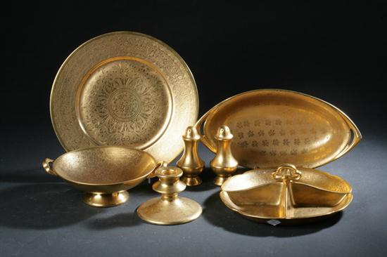 TEN BOHEMIAN GILT-DECORATED