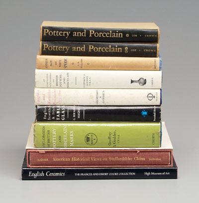 Ten books, ceramics and glass: